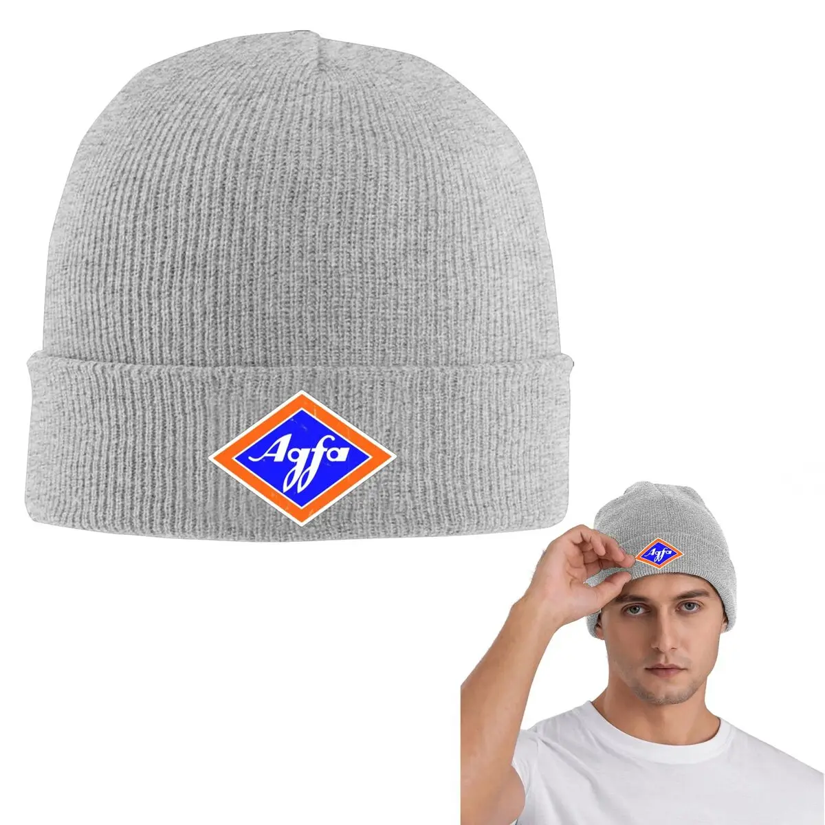Retro Agfa película Logo de los años 60 gorro de punto cálido gorro de moda Otoño Invierno gorros al aire libre sombreros para hombres mujeres adultos