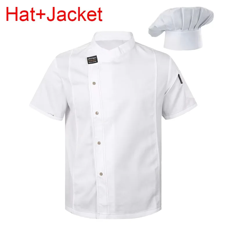 プロのシェフジャケットと調理用帽子ケータリングキッチン作業服セットレストランコックコスチュームベーカリーカフェユニフォーム
