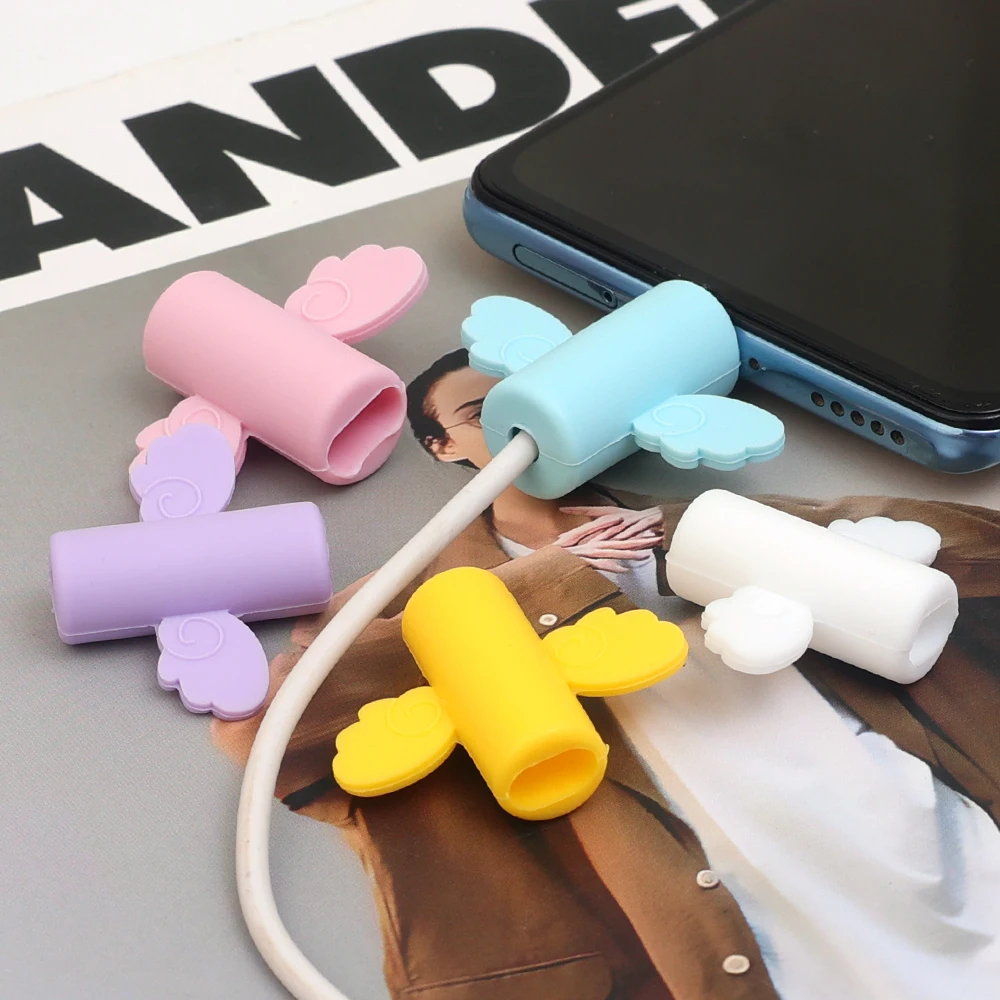 Kawaii Cute USB Charging Cable Winder Protector Data Cord Anti Break Protective Cover Soft Silicone Charger Wire Protection