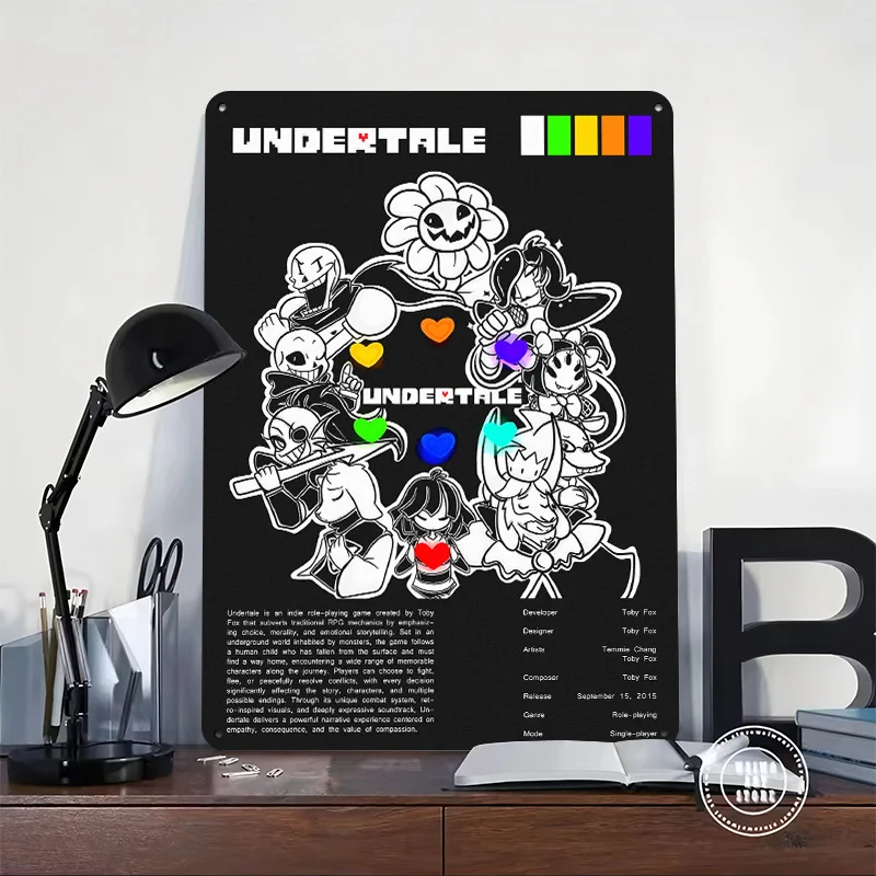 Undertale Game 3D Printed Texture Poster Personalized Wall Art Retro Metal Tin Signs for Decoration Bedroom Accessories House