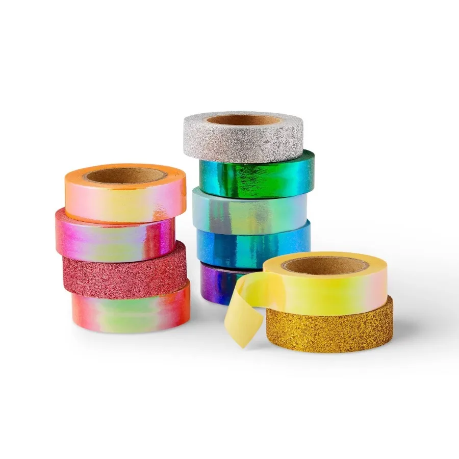 11 Pack Bright Glitter Washi Tape, Sparkly Decorative Craft Tape for Journal, Scrapbook & DIY Projects