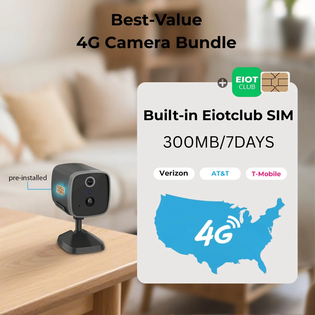 4G Tiny Security Camera with SIM Card Wireless Cam Built-in Battery Human Detection Night Vision 2K HD No Wi-Fi Indoor Camera