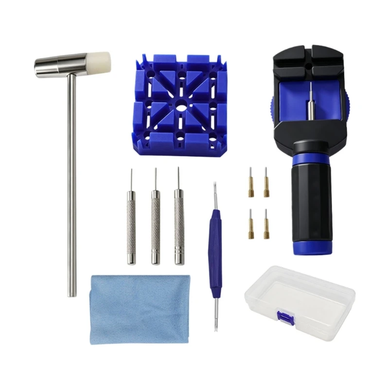HXBF Bracelet Link Removal Tool Set for Watch Repair, Manual Band Adjustment with Pin Replacements, Support Block and