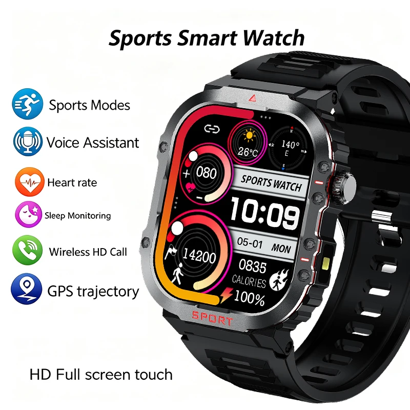 Men Round Smart Watch Bluetooth Call IP67 Waterproof Fitness Tracker with Heart Rate Sleep Monitor Multi Sport Modes Smartwatch