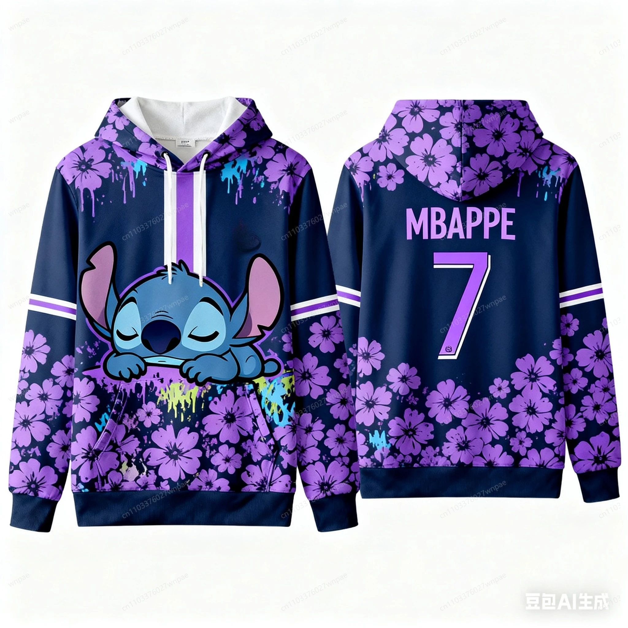 سترة جيرسي بغطاء للرأس بطباعة ثلاثية الأبعاد من AI-Creative Stitch: أنيقة ومريحة رياضية كاجوال كلاسيكية، ضرب عالمي لطيف وأجنبي، جاهز للجنسين للبالغين والأطفال