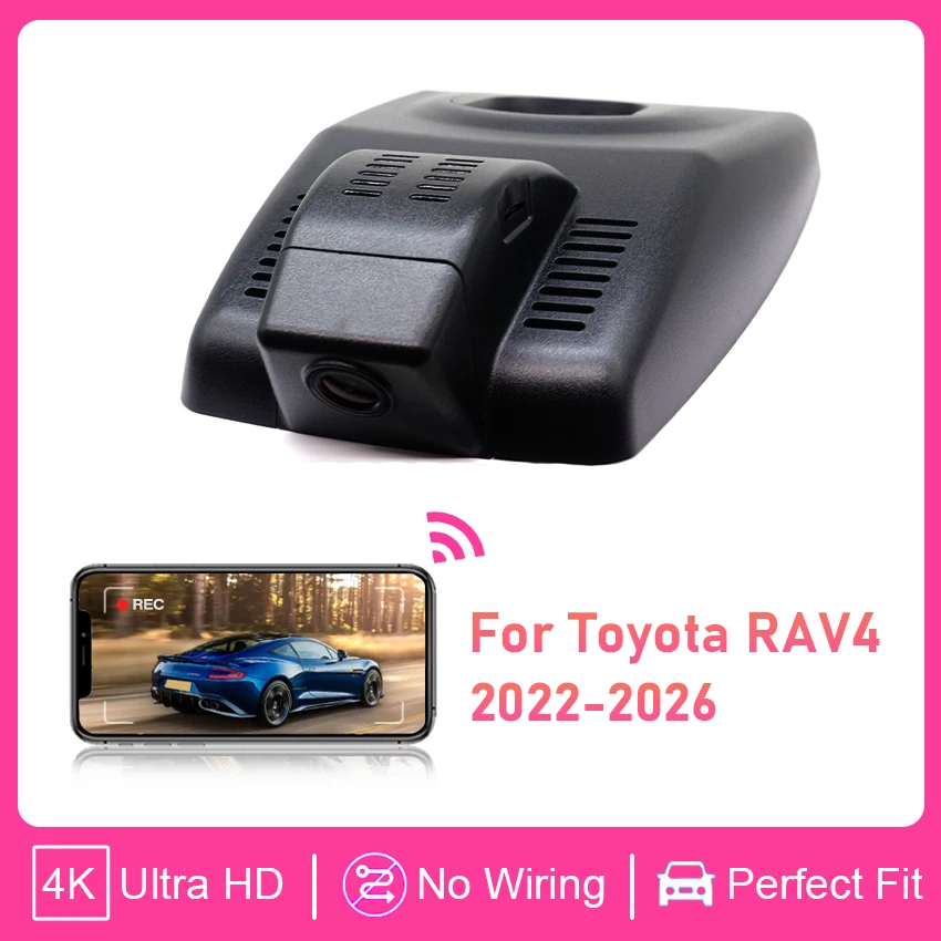 

4K 2160P Plug and play WIfi Loop запись Автомобильный видеорегистратор для Toyota RAV4 XA40 XA50 2020-2026, двойной объектив с управлением через приложение Видеорегистратор 4K
