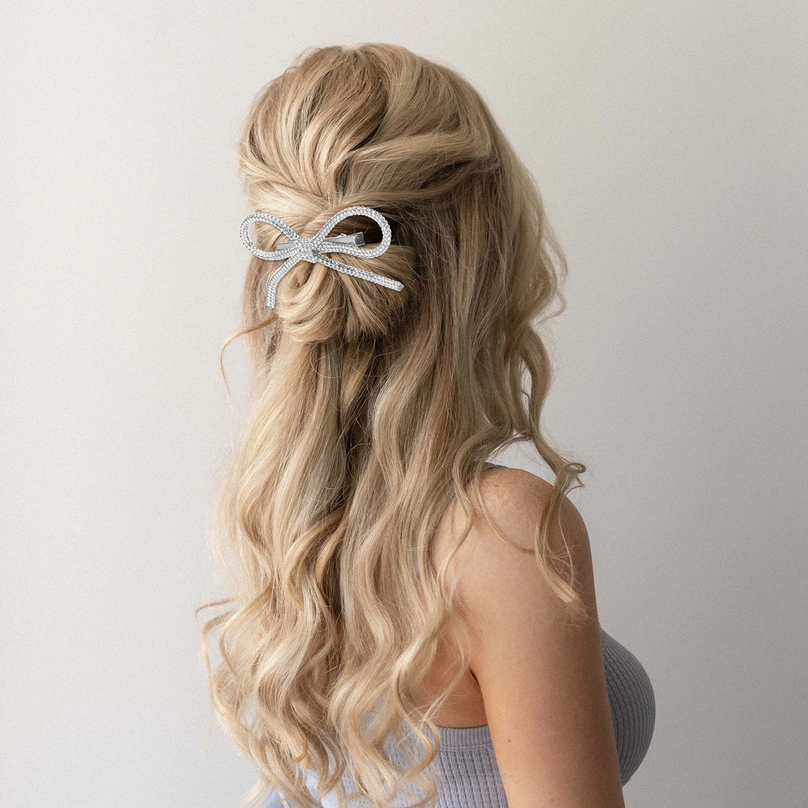 

4 pcs Rhinestone Bow Hair Clips Elegant Hair Bows For Women Metal Barrettes Party Wedding Accessories Strong Lightweight Girl