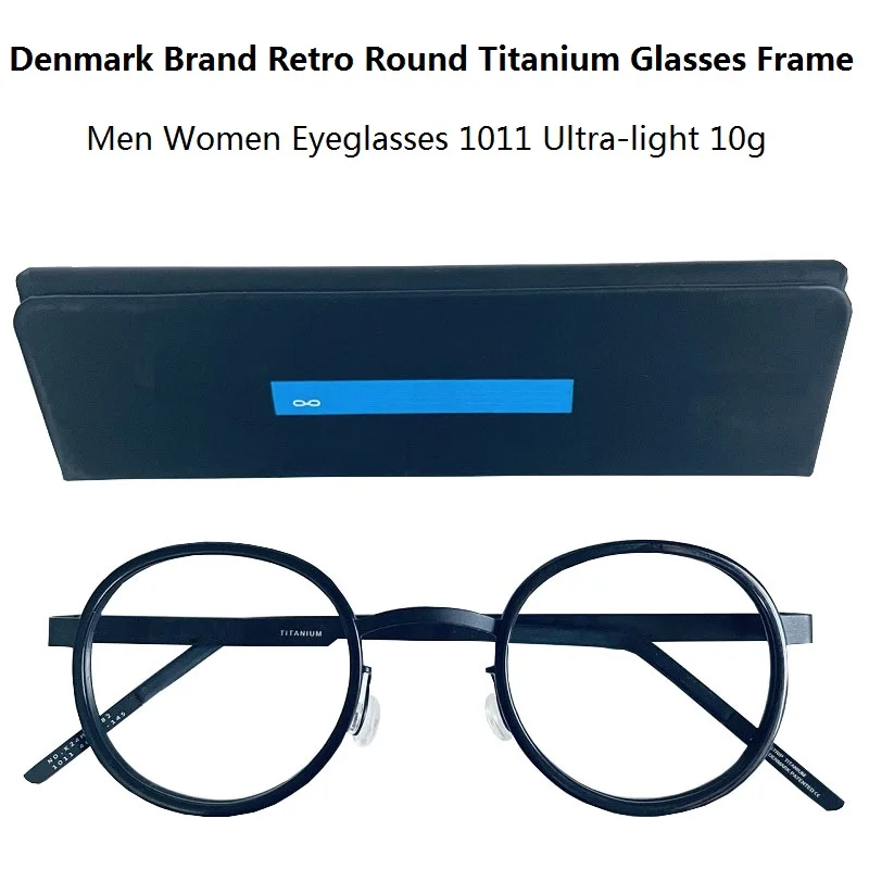 Denmark Brand Retro Round Titanium Glasses Frame Ultra-light Men Women Eyeglasses 1011 Eyewear Screwless Handmade Optiacal Lens