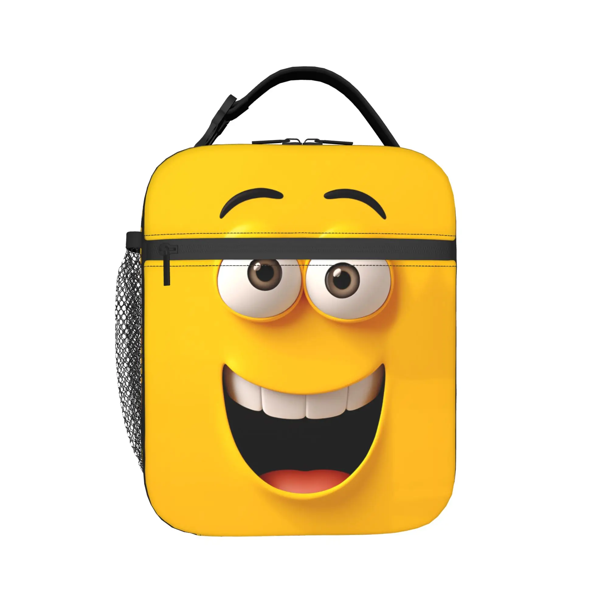 Happy Cartoon Face Meme Lunch Bag  Portable Insulated Lunch Box Men Picnic Print Cooler Bag Fun Oxford Tote Food Bags