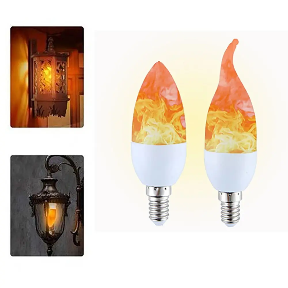 E14 E27 LED Flame Light Bulbs Durable 2W Chandelier Base Candle flame bulb Plastic Candle Fire Light Bulb Indoor Outdoor