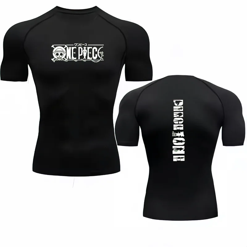 Bandai One Piece Men T-shirt Anime Print Compression Fitness Gym Quick Dry Sport T Shirt Comfortable Breathable Streetwear