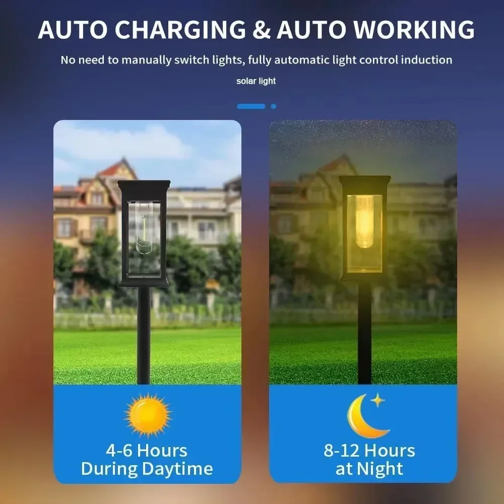 Lampu Tenaga Surya LED Tahan Air untuk Jalan Masuk Halaman Taman - Penerangan Jalur Otomatis Penerangan Lanskap Luar Ruangan Nyala/Mati Otomatis pada Senja