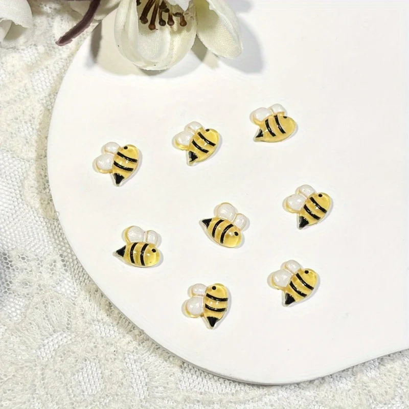 Mini Bee 8 * 9mm 40PCS Nail Decoration Phone Case Decoration Accessories DIY Material Nail Rhinestones