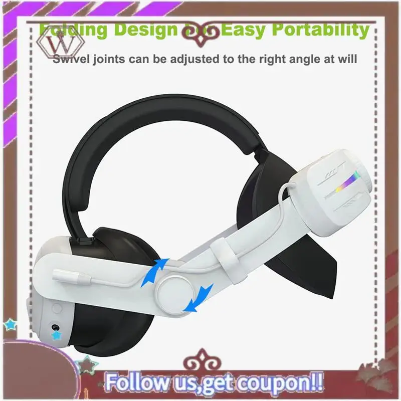 Ремешок на голову ABBG-Elite с RGB-подсветкой для Meta Quest 3, детали VR + аккумулятор 8000 мАч, удобный ремешок на голову, белый для киберспорта