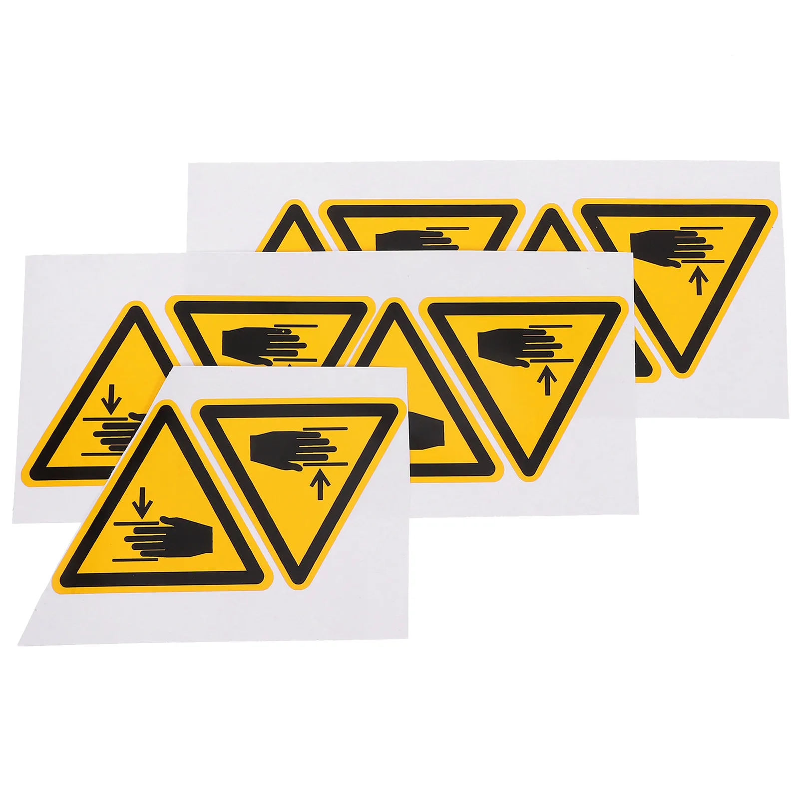 10Sheets Safety Warning Sticker Equipment Hazard Label Adhesive PVC Cautious Hands Sign for Construction Factory Warehouse Dock