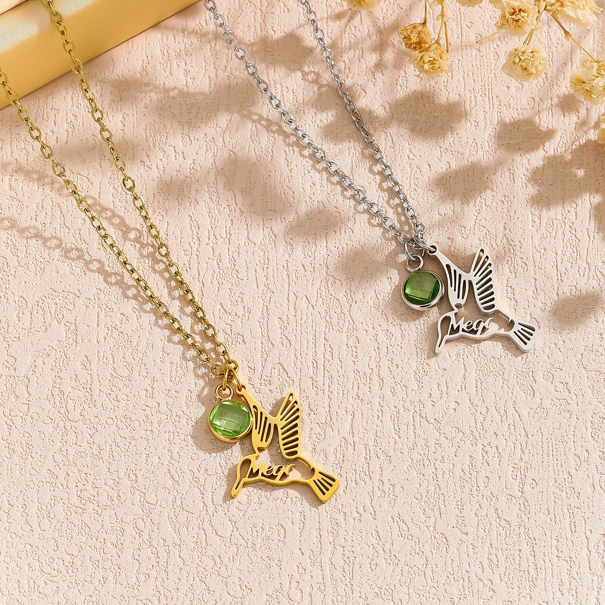 Kalung Baja Tahan Karat Liontin Burung Kerangka Perhiasan Fashion Kreatif Yang Dipersonalisasi untuk Hadiah Wanita Pria