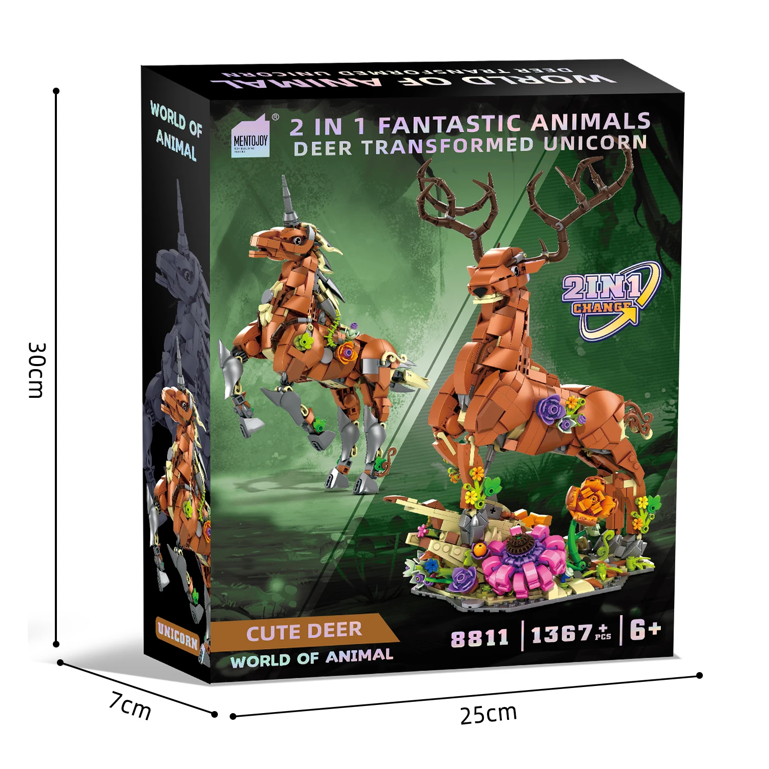 

David's deer And Unicorn 2-in-1 Building Blocks Set 1367PCS Assembly Toy Suitable for Children Aged 6-12 Years Old