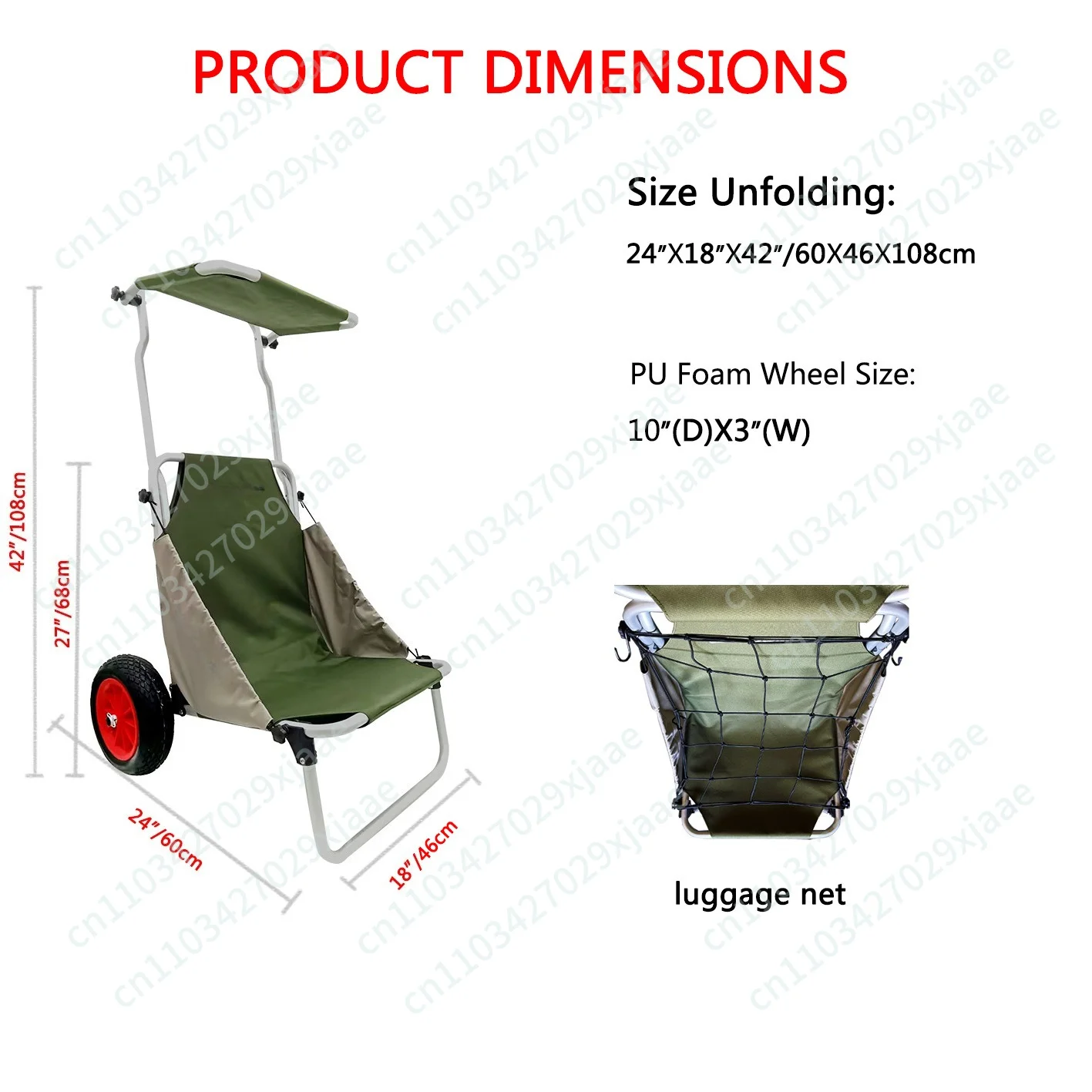 Multifunctional Fishing Camping Handcart Foldable Inflatable Wheel Trolley Seat