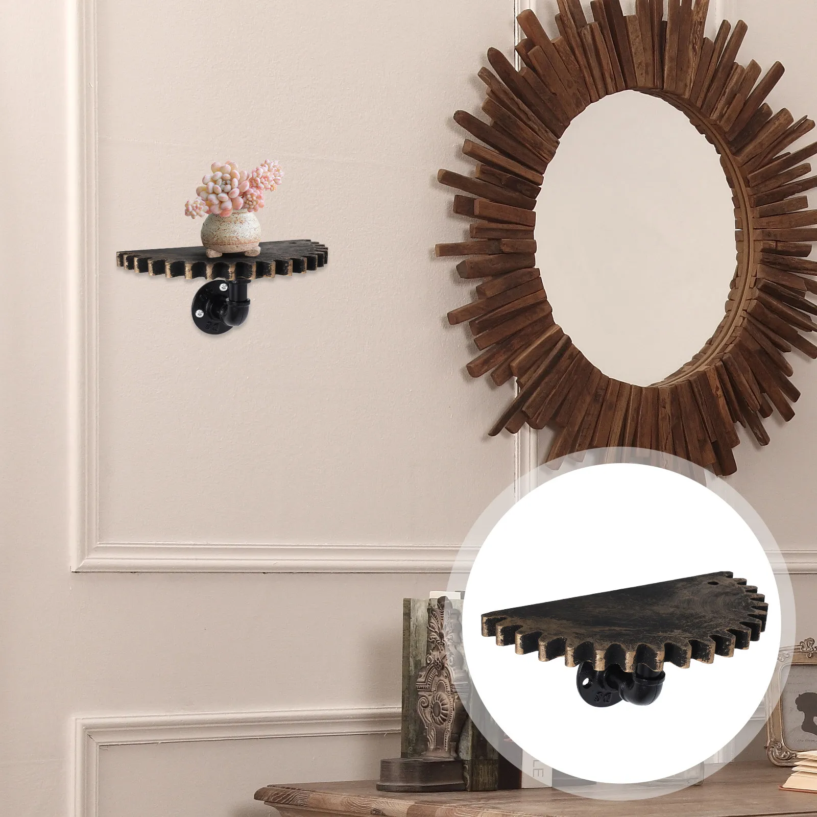 

Навесная полка в стиле фермерского дома с кронштейнами из промышленных труб, деревенская настенная полка, 8 винтов, винтажная металлическая угловая полка для кухни