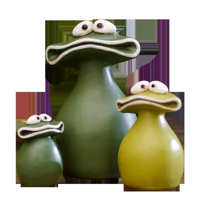 Cute Big Mouth Frog Resin Statue Outdoor Garden Decor Indoor Desktop Home Ornament Craft