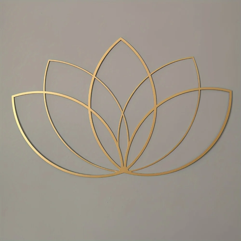 1-częściowa dekoracja ścienna Lotus Gold, metalowa grafika ścienna, prezent dla nauczyciela jogi, dekoracja kwiatu lotosu, nowoczesny wystrój salonu, wystrój nad łóżkiem — zdjęcie 4