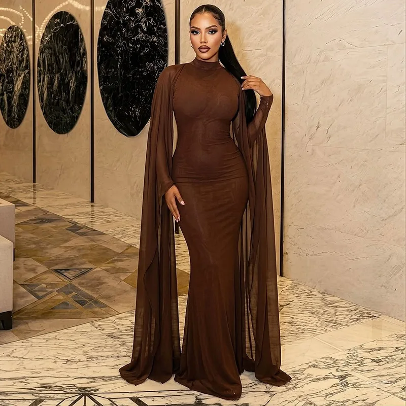 Elegant Women's Clothes With Straps, Smart Fit, High-neck Long-sleeved Solid Color. Trend Long Clothes Outfits Bandage Y2k、