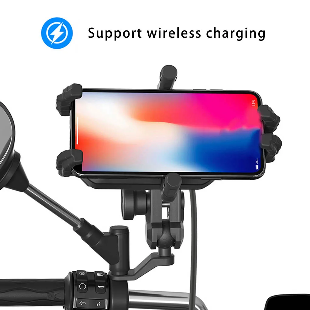 Mobile Phone Navigation Bracket Support Wireless Charging 360 Degree Rotatable Stable Bike Motorcycle Bracket