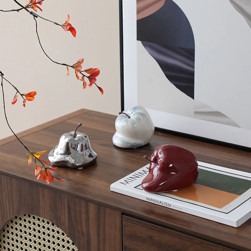 

Nordic Ins Style Abstract Ceramic Apple Decor Creative Home Ornament for Living Room Sideboard