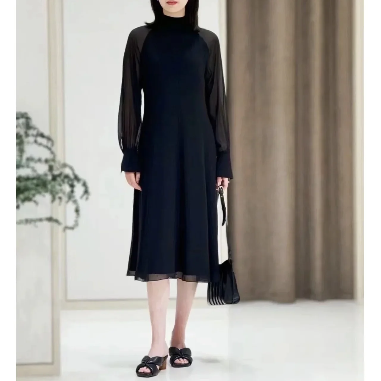 

Waist dress autumn new design sense niche French temperament retro bottoming dress