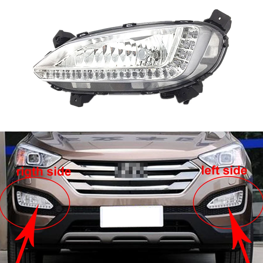 For Hyundai Santa Fe  IX45 2013 2014 2015 LED Fog Lamp Car Front Bumper Grille Signal Lamp Driving Fog Lights Assembly