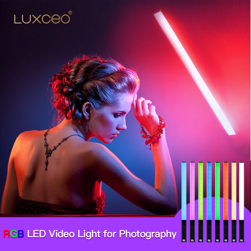 LUXCEO-Luz LED Q508A RGB para fotografía, tubo de vídeo de mano, 3000K-6000K, batería recargable, lámpara de estudio fotográfico para Youtube, TikTok