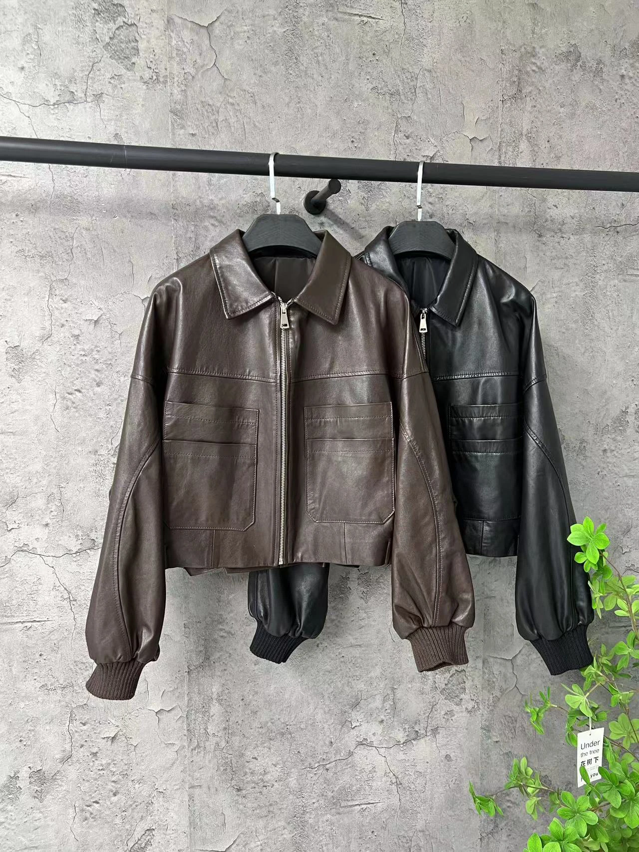 

Повседневная женская куртка из натуральной овчины свободного кроя с длинными рукавами, на молнии, модная, с большими карманами, из натуральной кожи