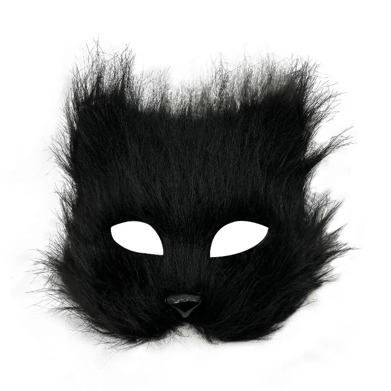 Halloween Fox Mask Plush Furry Half Face Cover for Masquerade Party Carnival Cosplay Costume Accessories Easter Christmas Animal