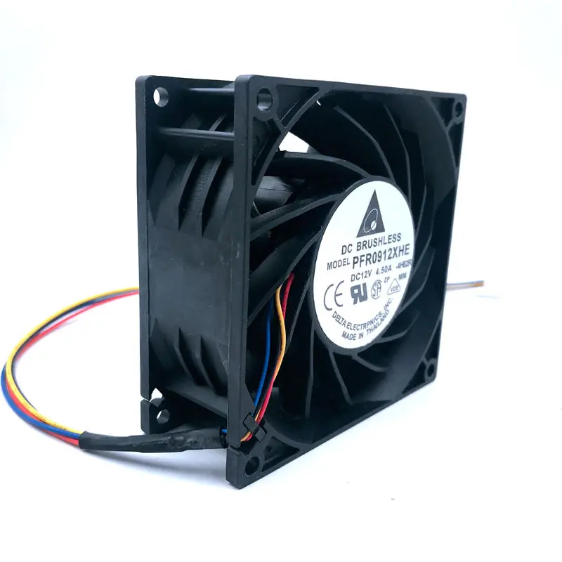 DELTA PFR0912XHE 90mm 12V High Speed PWM Mining Fan | 185CFM Ball Bearing Cooler for GPU Rig/ASIC Miner/Server Cooling