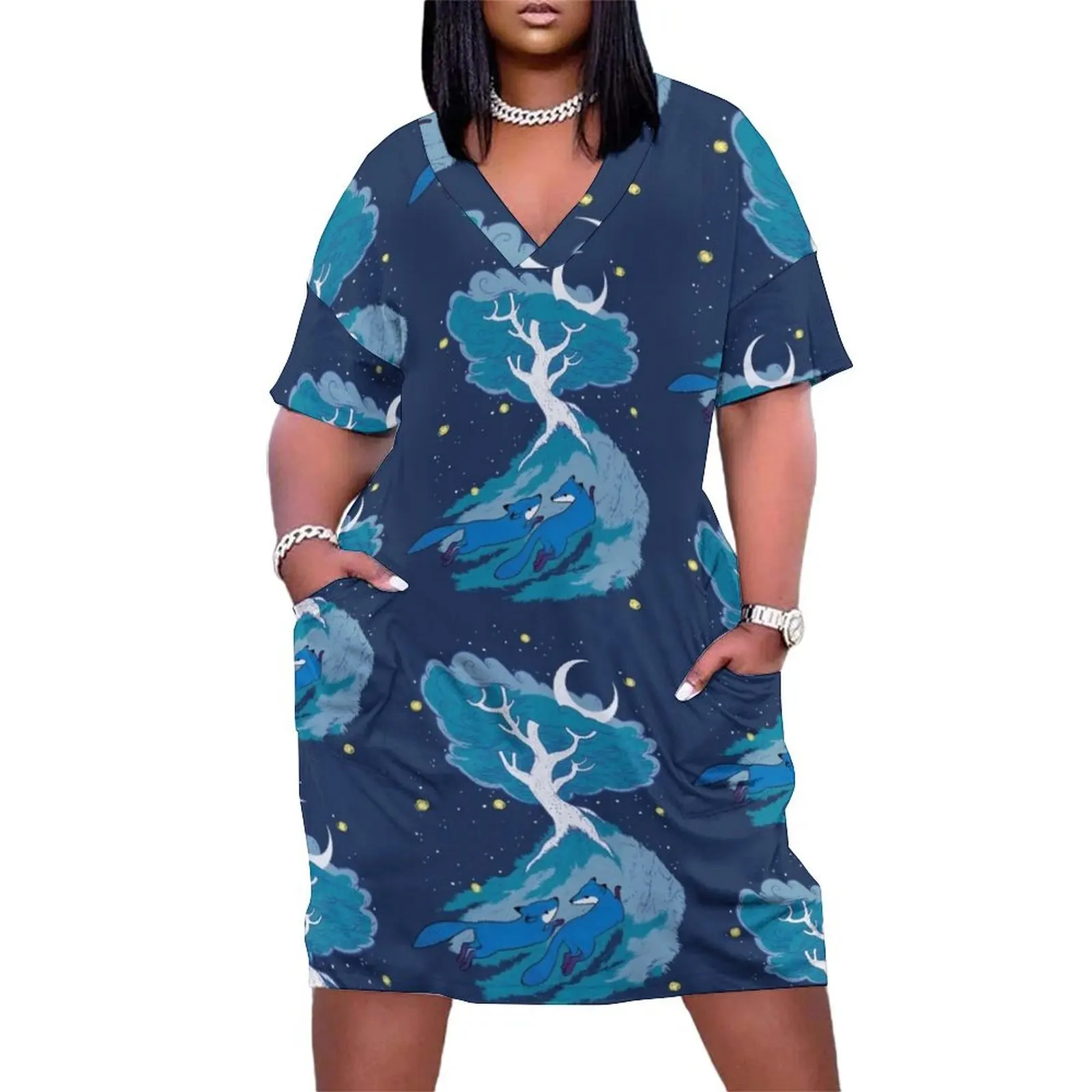 

Moonlight Foxes Loose Pocket Dress Woman clothing womens clothing Casual dresses