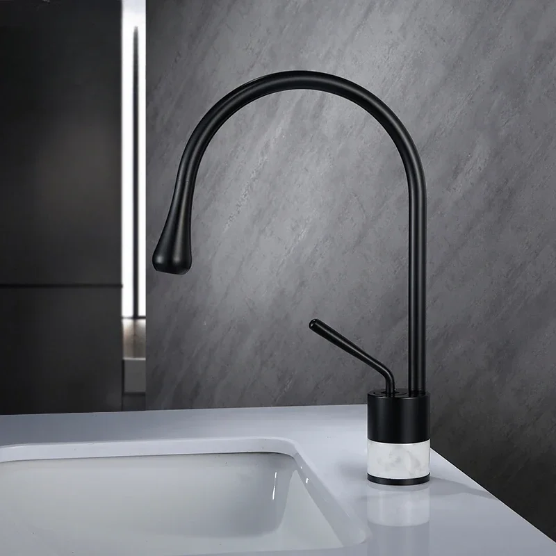 

Bathroom Jade Basin Hot Cold Black Brass Kitchen Faucet Swivel Sink Water Crane