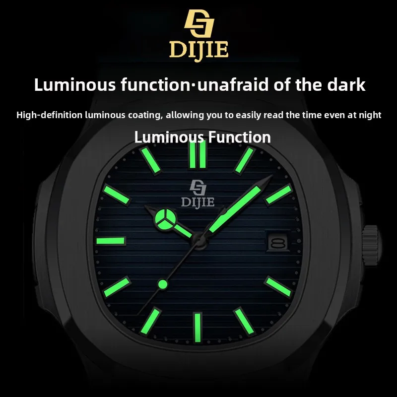 Brand new, genuine, waterproof, ultra-thin men’s watch with calendar, quartz movement, suitable for live streaming, minimalist d