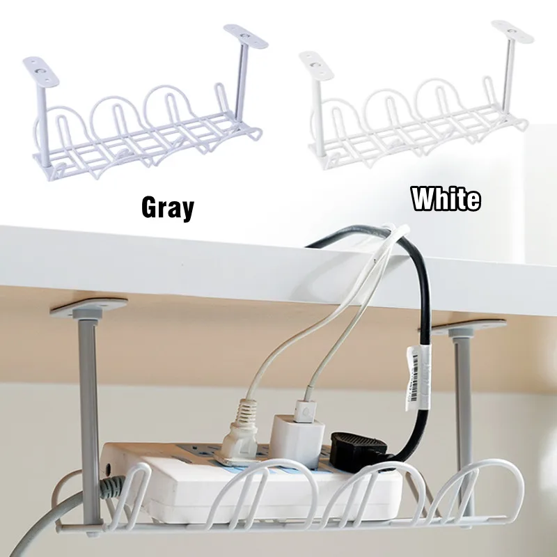 Bandeja de gerenciamento de cabos ABS, Under Table Rack, Organizador de arame, Mesa de escritório, Sem perfuração, Armazenamento de cozinha