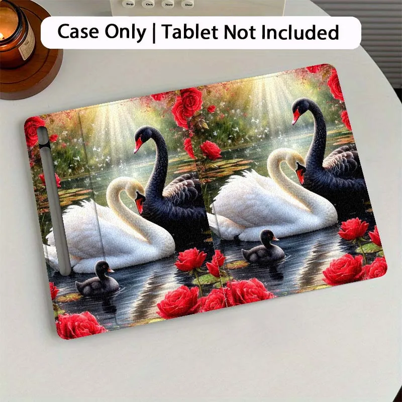 

White Swan Lake Lotus Tablet Case For Samsung Galaxy Tab S7 S8 S9 S10 FE Plus 12.4 13.1 Inch