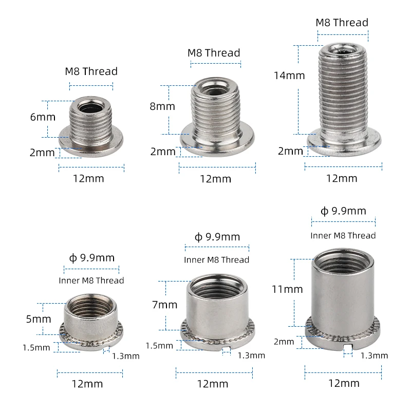 Deemount M8 bulloni filettati per corona singola doppia tripla per bicicletta 6.5/8.5mm di altezza MTB Road Crankset dadi di fissaggio