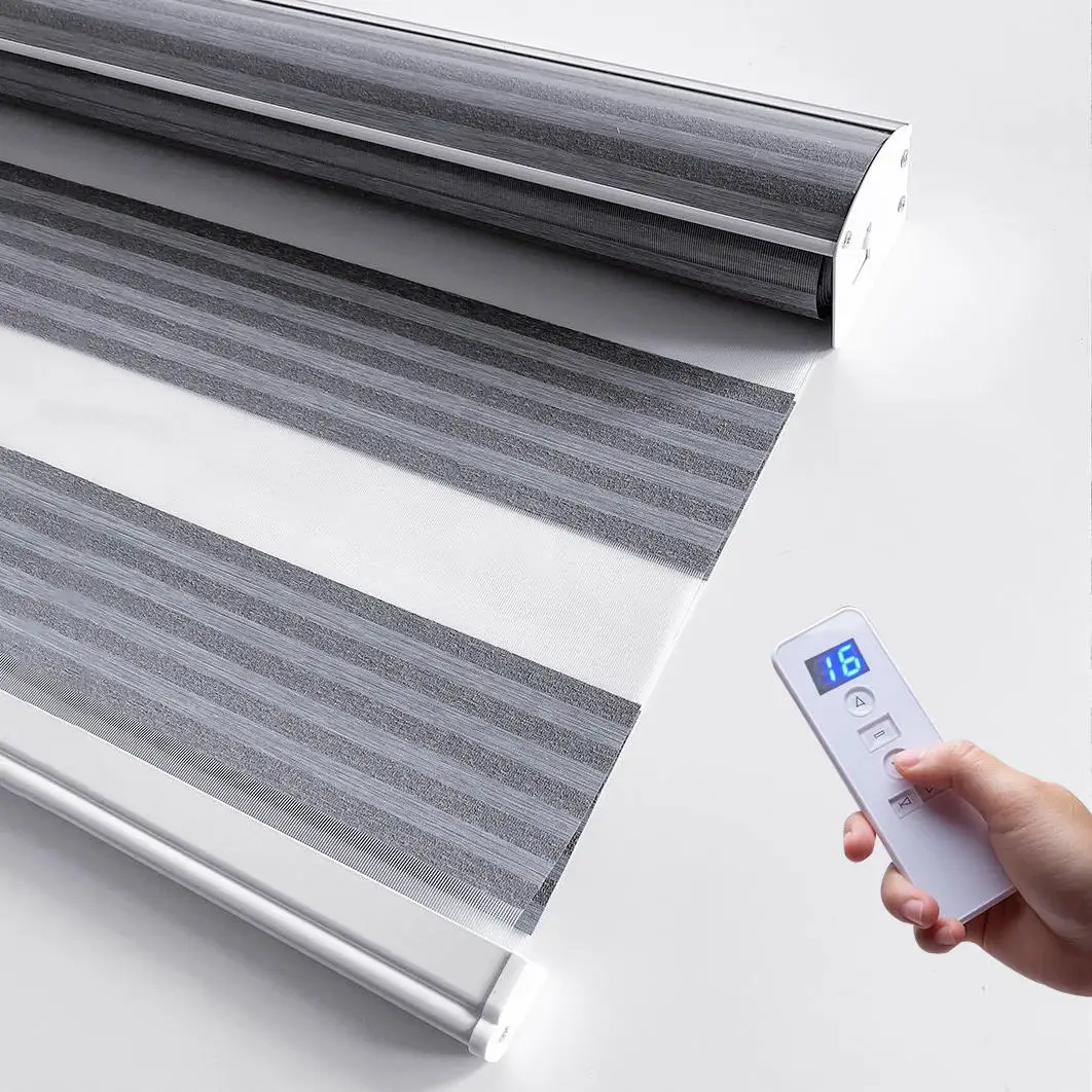Cordless Day and Night Zebra Blinds Free-Stop Dual Layer Light Filtering Roller Windows Shades for Home and Office