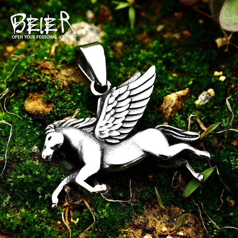 BEIER-collar con colgante de unicornio Pegaso del Himalaya, cadena punk de acero inoxidable con personalidad, joyería Animal, regalo de fiesta, BP8-824