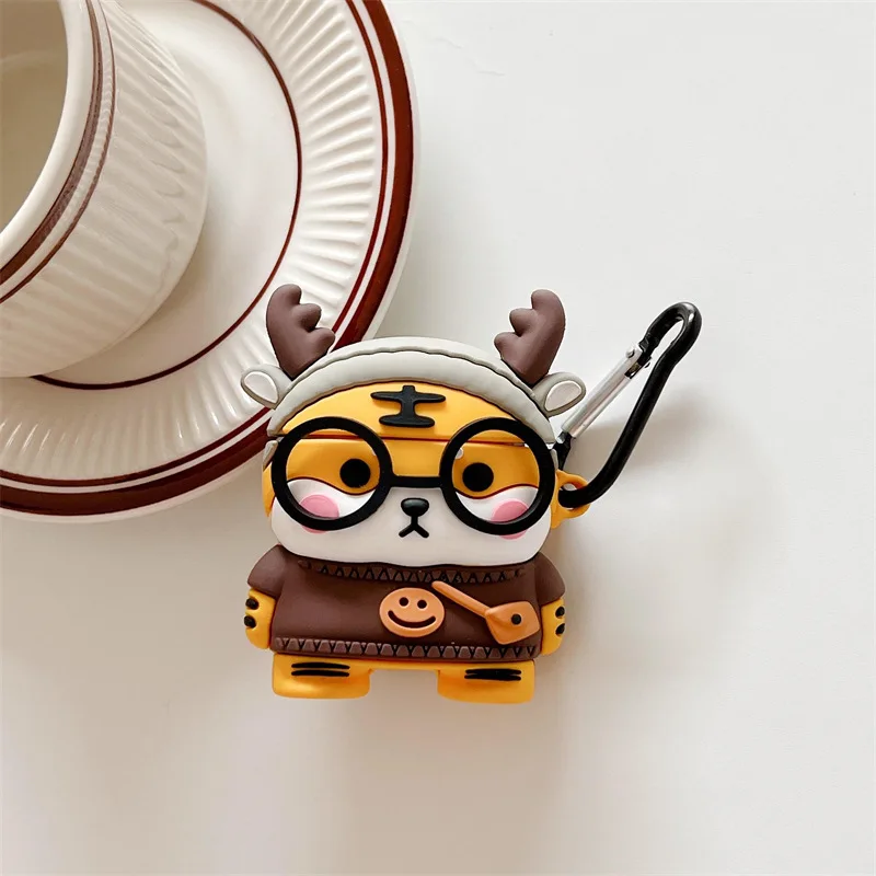 Desenhos animados Tiger Silicone Case para AirPods Pro, Headphone Cover, Caso bonito para Apple Air Pods Pro 2, 3, Earbuds Acessórios