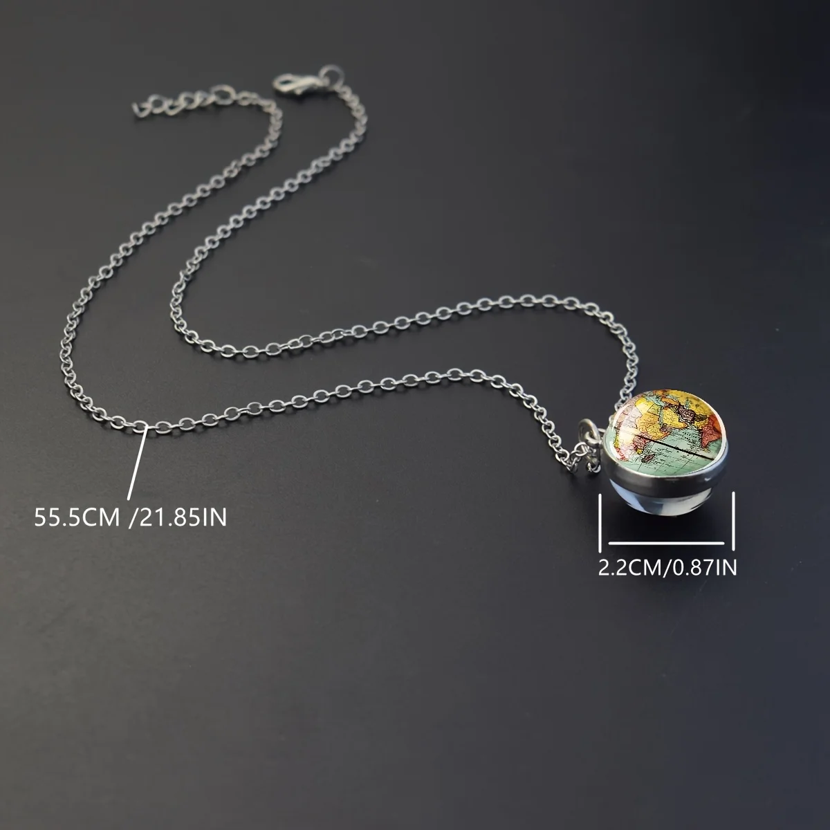 1PC Globe Map Pendant Necklace World Geography Design Double Sided Glass Ball Necklace Jewelry Gift for Travel Lovers  AXG