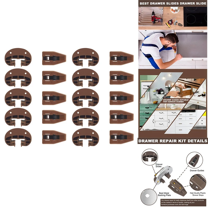 Drawer Slides Guides Plastic 5Pairs With Roller Undermount Drawer Slides Stopper For Dresser Drawer Parts