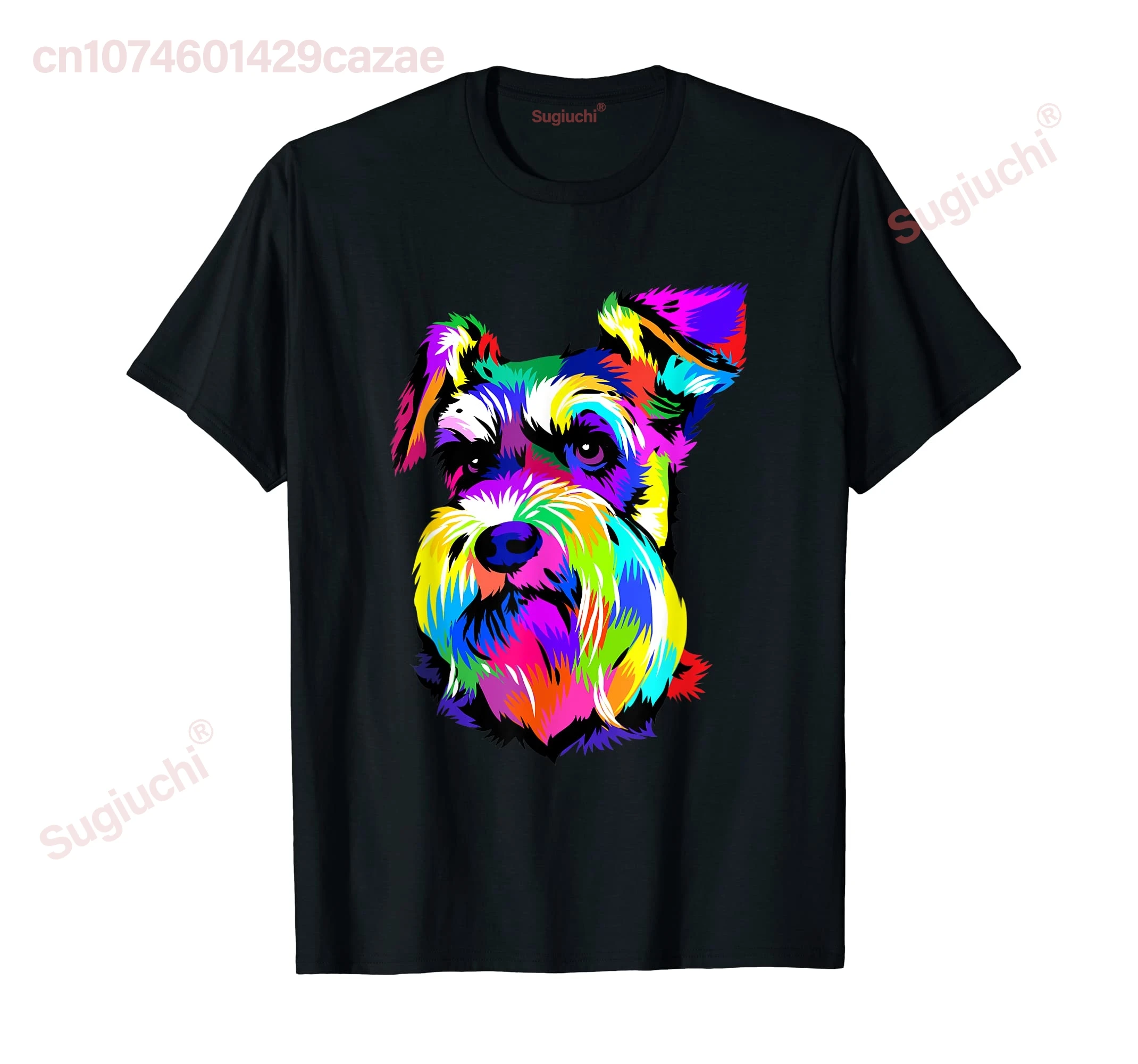 100% Cotton Pop Art Miniature Schnauzer Dog Animal Lovers Keeper Owner T-Shirt MEN WOMEN UNISEX T Shirts Size S-6XL