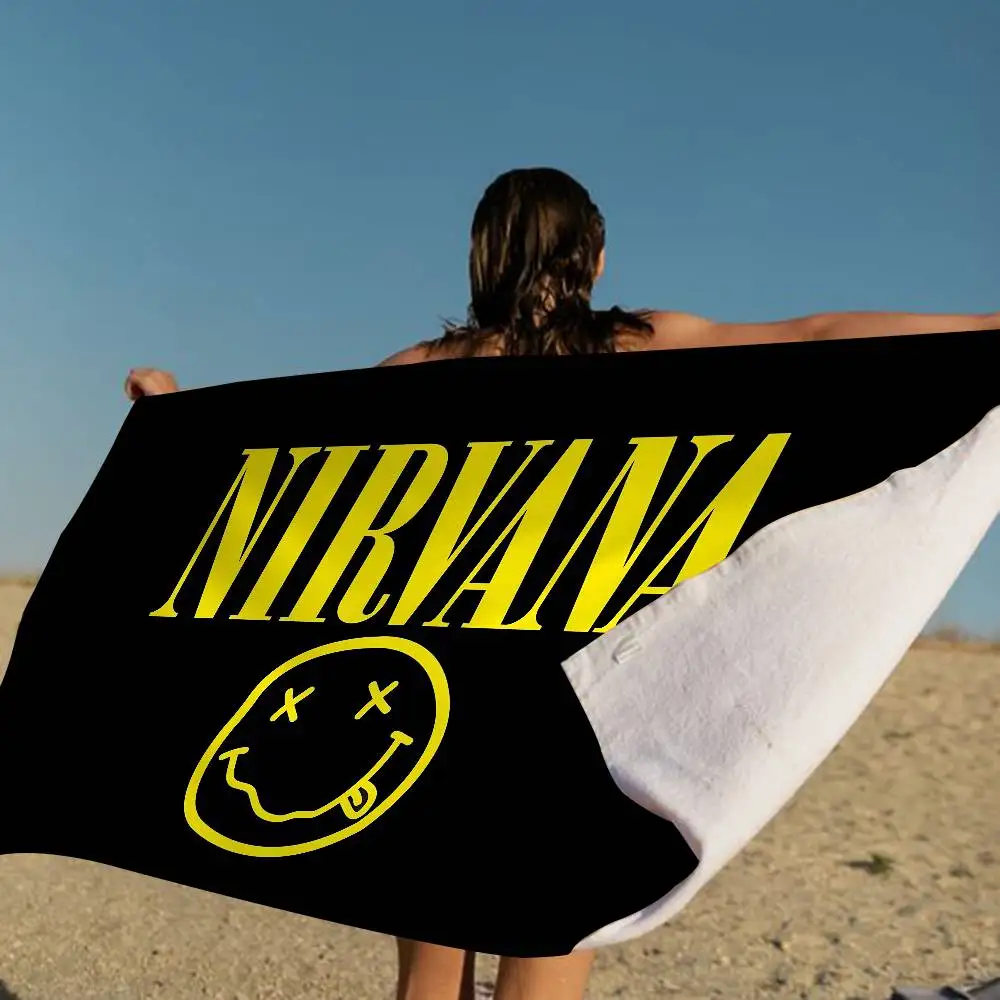 Hot Band N-Nirvanas Bath Towel Microfiber Soft Water Absorbing Breathable For Girl Kids Decorative Cartoon Beach Towel