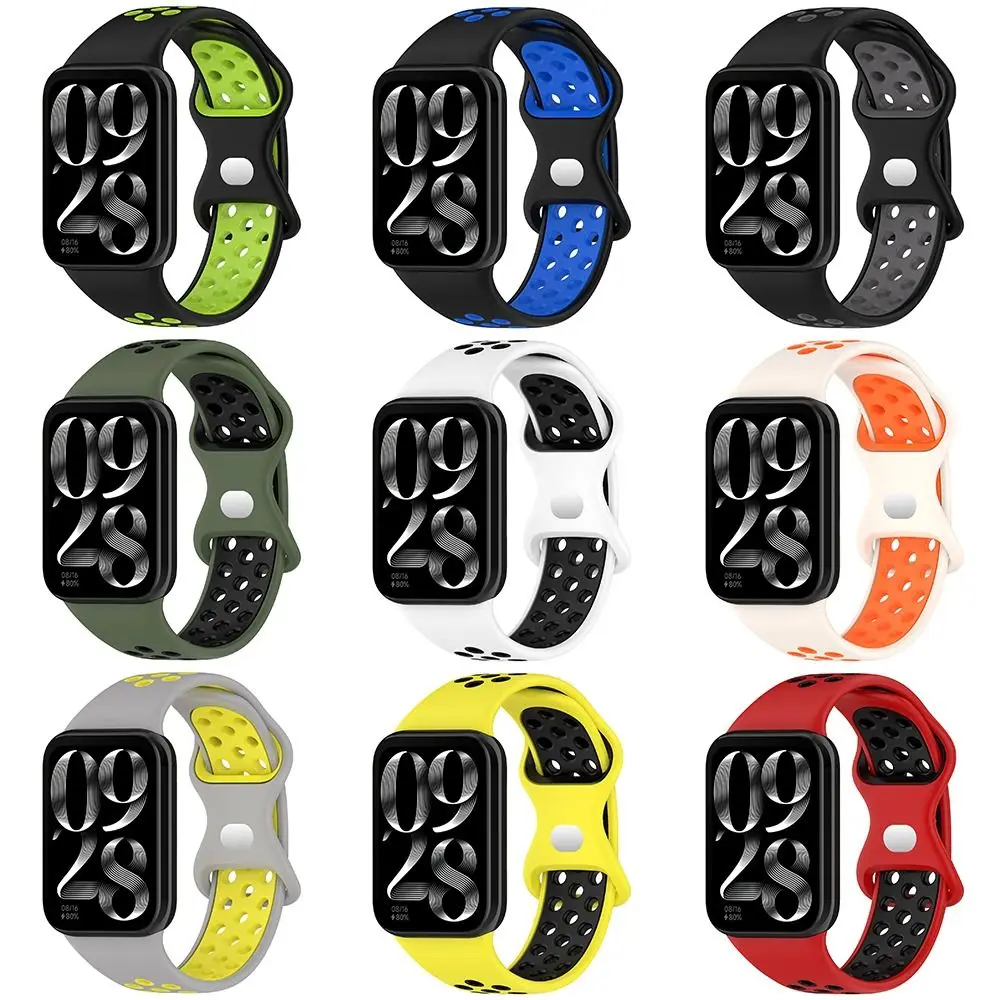 New Two-Color Silicone Band Strap Breathable Accessories Bracelet Replacement Buckle Watchband for Xiaomi Band 8 Pro Smart Watch