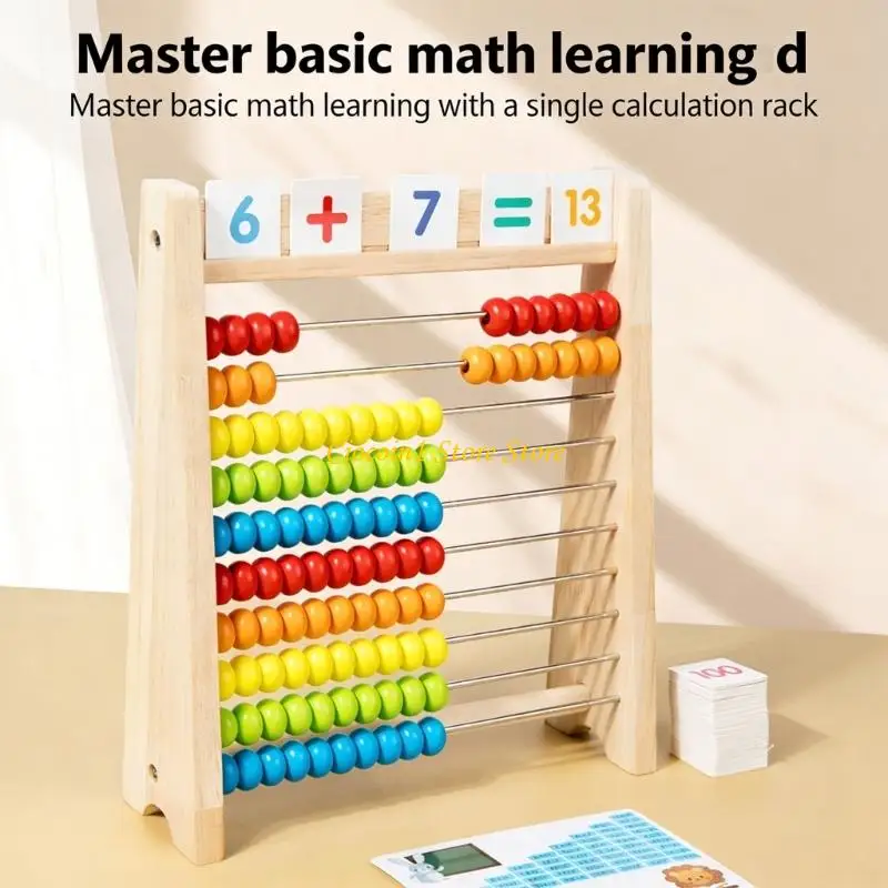 A3PC Children Wooden Abacus Math Counting Toy With Number Cards Math Operations Table For Kids Preschooler Early Education