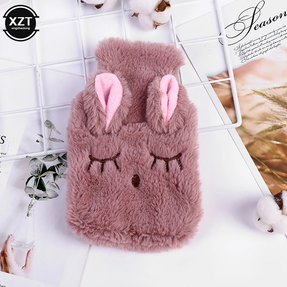 NEW Reusable Winter Warm Heat Hand Warmer PVC Stress Pain Relief Therapy Hot Water Bottle Bag with Knitted Soft Rabbit Cozy Cove